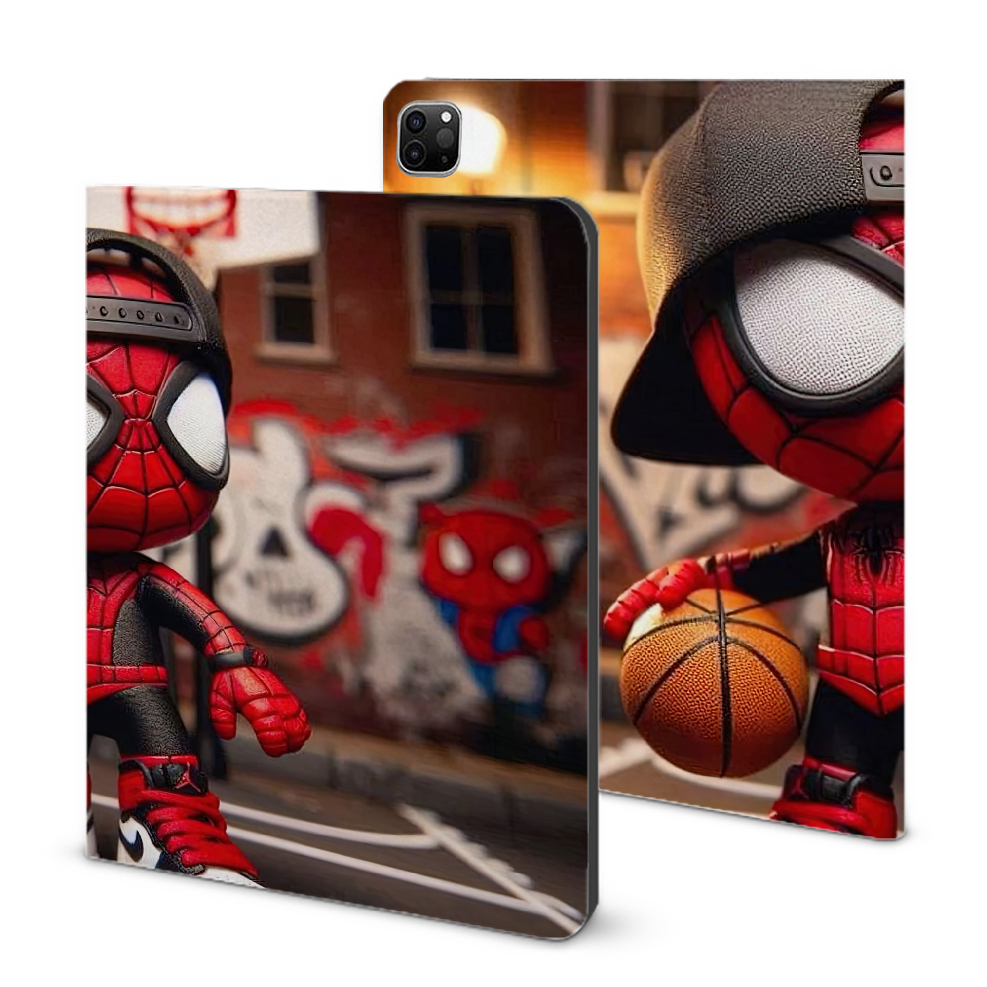 （画像用） Spider Man スパイダーマン IPad ケース ブック型 PUレザー TPU 耐衝撃 軽量 薄型 ペン収納なし 全面保護 IPad 各モデル対応